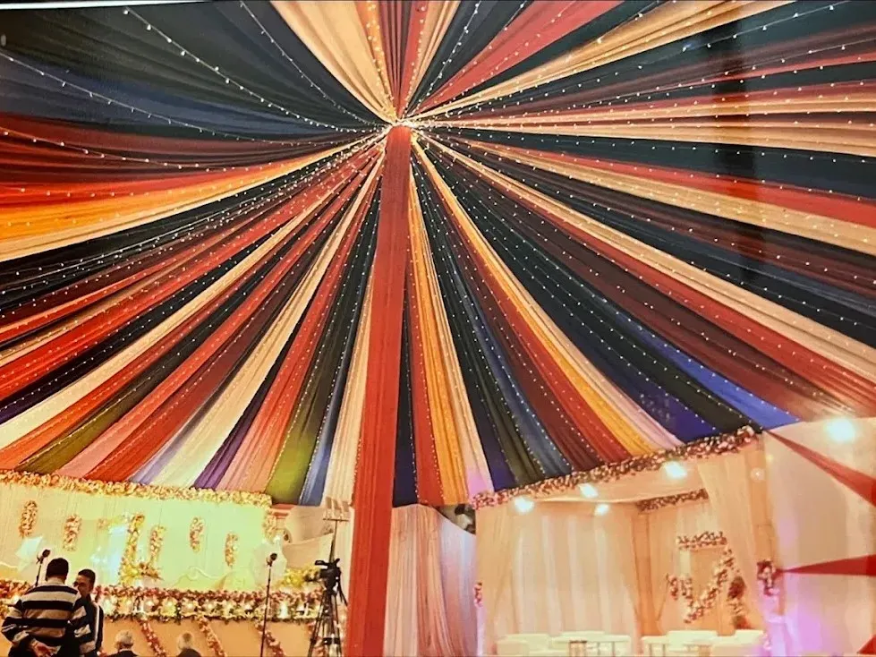 Traditional Banarasi mandap decoration with marigold flowers